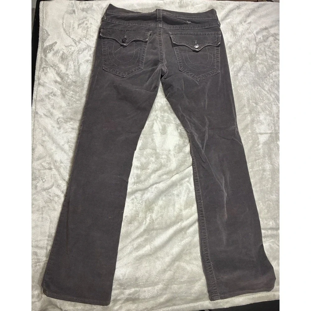 True Religion Mens Charcoal Grey Corduroy Bootcut Pants Size 33 Made in USA